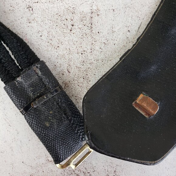 Vintage Leather Shop Belt Art-to-Wear Deco Mixed Media Leather Avant Garde sz L main image 4